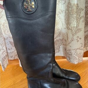 Tory Burch Black Leather Knee-High Boots